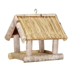 Vogelhaus Birke Mit Strohdach, 26 X 26 X 25 Cm