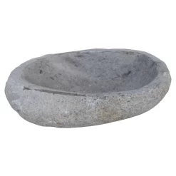 Vogeltränke 'Fluss-Stein', Grau, Naturstein, 6 X 20 X 20 Cm