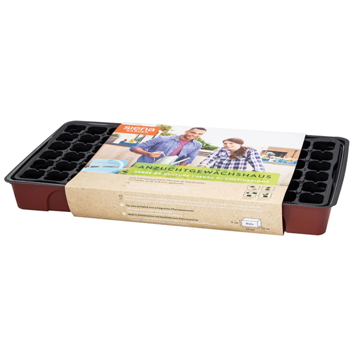 Anzuchtgewächshaus Mit Deckel & Topfplatte, 72 Töpfe Gelocht, Bordeaux 1 Anzuchtgewächshaus Mit Deckel & Topfplatte, 72 Töpfe Gelocht, Bordeaux