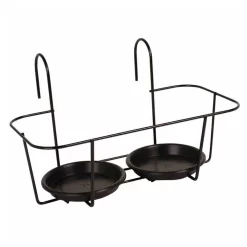 Haken-Blumentopfhalter, Metall, Schwarz, 34 X 18 Cm, Für Zwei Töpfe