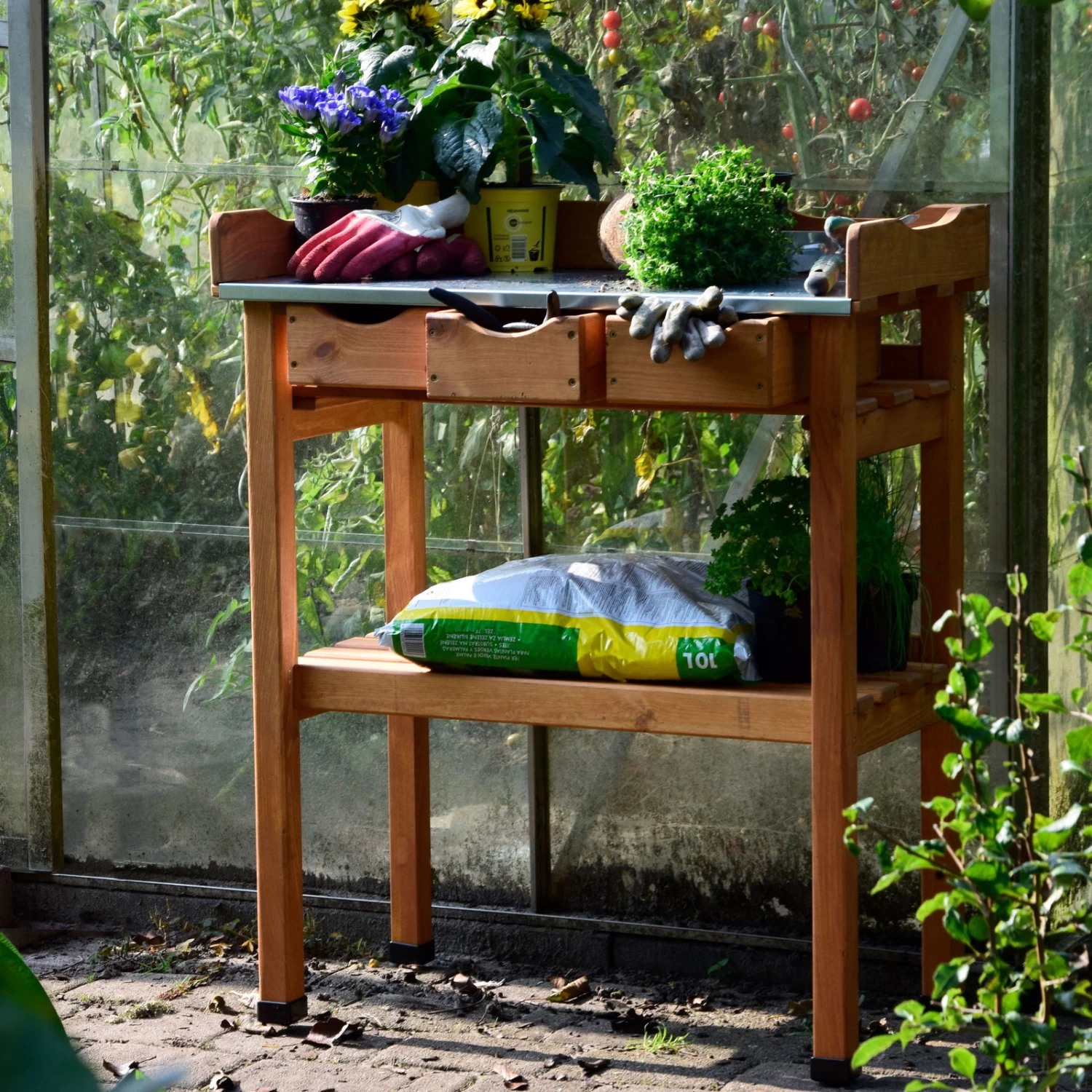 Pflanztisch, Natur, Kiefernholz, 78 X 38 X H91 Cm 5 Pflanztisch, Natur, Kiefernholz, 78 X 38 X H91 Cm – Bild 5