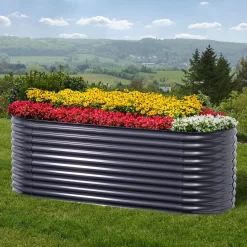 Neue Produkte -Gartengeschäft 0980250150 Hochbeet Welle oval Stahlblech Gr 2 mit Kantenschutz anthrazit 2 94163