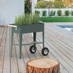 Hochbeet Urban Garden Trolley, Grün, 75 X 35 X 80 Cm -Gartengeschäft 0980250161 Urban Garden Trolley auf Raedern Oak Green 6 108098