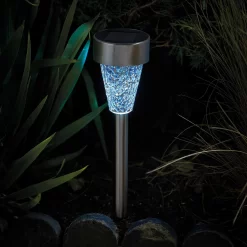 Mosaic Solarpfahlleuchte, Edelstahl / Glas, Silber / Bunt, 36 X 7,5 Cm, 6er Pack -Gartengeschäft 2950100372 Solarpfahlleuchte Mosaic Stimmung blau 61370