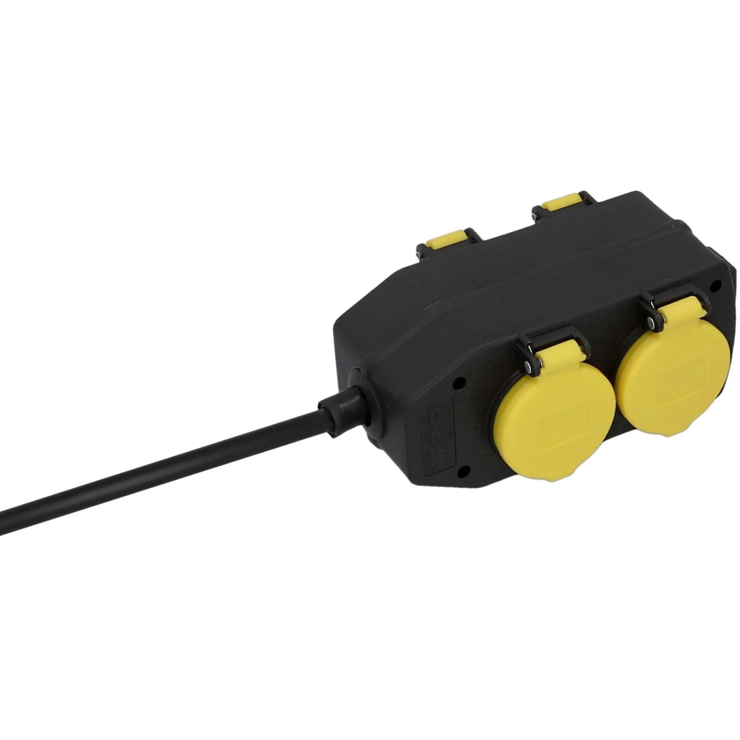 Feuchtraum-Steckdosenblock 4-fach, Schwarz/gelb 2 Feuchtraum-Steckdosenblock 4-fach, Schwarz/gelb – Bild 2