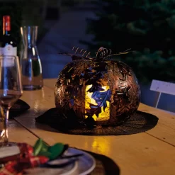 Gartenleuchte Kürbis Mit Blatt, Kupfer, Ca. 23,5 X 28 Cm -Gartengeschäft 2950200261 Kuerbis mit Blatt 3 90116