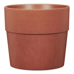 Pflanzgefäß 'Groove' Mit Reservoir, Rund, Mahagony, Hellbraun, Kunststoff