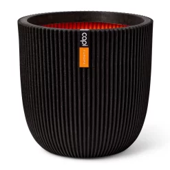 Pflanzgefäß 'Groove', Schwarz