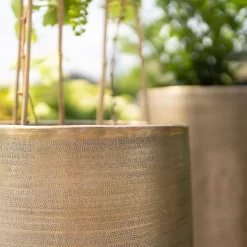 Pflanzgefäß 'Rowen', Gold, Ø 38 X H 62 Cm -Gartengeschäft 3210801630 3210801631 3210801632 3210801633 Pflanzgefaess Rowen gold 3 115016