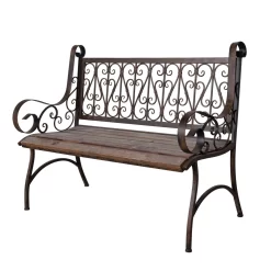 Metall-Gartenbank Bordeaux, Braun Mit Holzsitz, Ca. 91 X 59,2 X 115 Cm -Gartengeschäft 3910302504 Metall Bank Bordeaux braun mit Holzsitz ca59x115x91cm3 72007