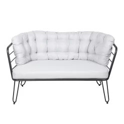 4-teilige Lounge-Gruppe 'Bella', Schwarz, Inklusive Auflagen -Gartengeschäft 3910302533 Alu Loungergruppe Bella 4tlg schwarz inkl Kissen hellgrau10 74490