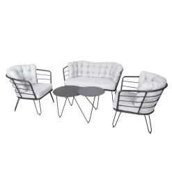 4-teilige Lounge-Gruppe 'Bella', Schwarz, Inklusive Auflagen