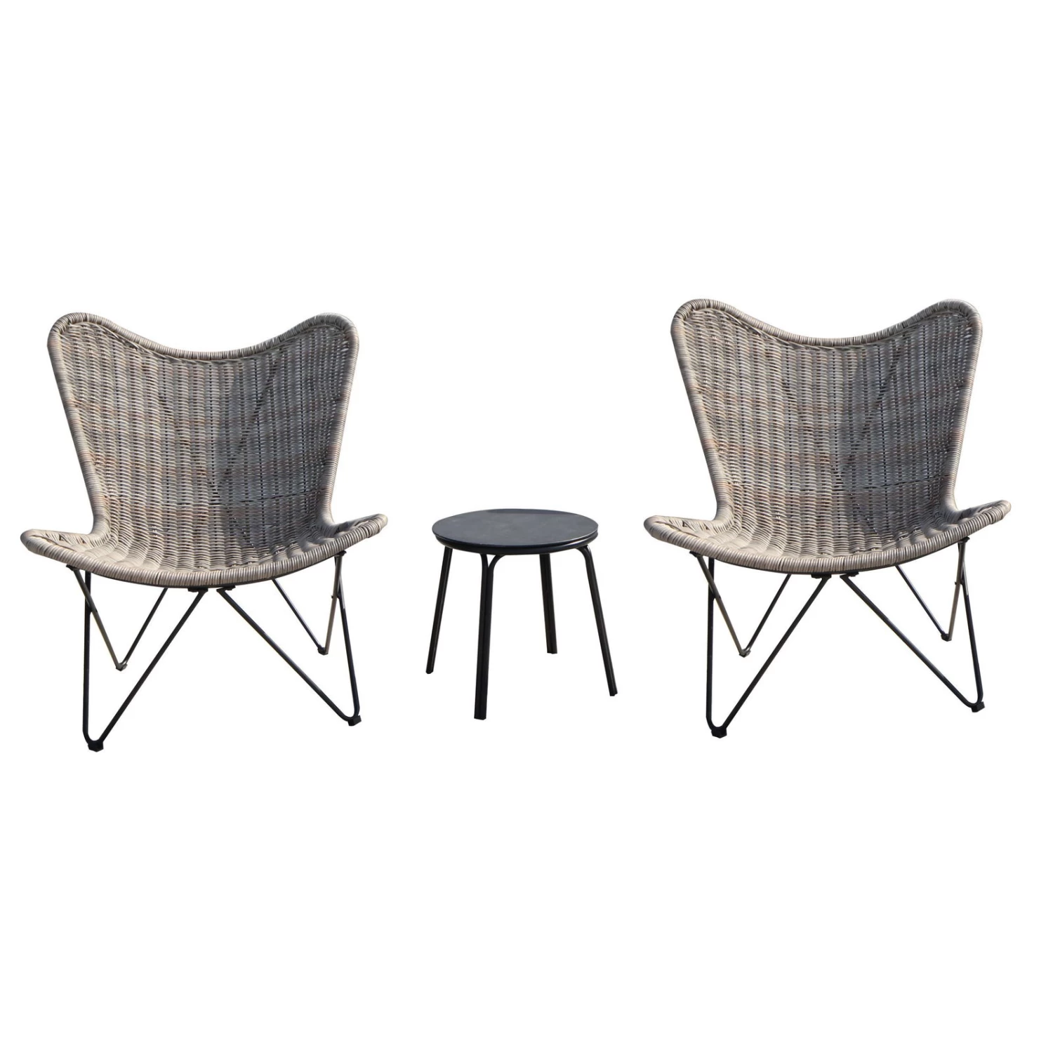 Bistro-Set 'Butterfly', 3-tlg., Braun 2 Bistro-Set 'Butterfly', 3-tlg., Braun – Bild 2