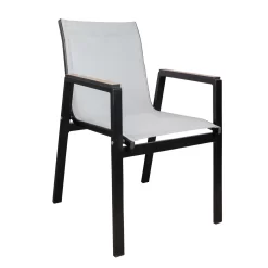 Stapelsessel, Schwarz, Grau, Ca. 86 X 66 X 56 Cm -Gartengeschäft 3910302657 Alu Sessel schwarz Textilen grau 12 102332