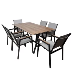 Stapelsessel, Schwarz, Grau, Ca. 86 X 66 X 56 Cm -Gartengeschäft 3910302657 Alu Sessel schwarz Textilen grau 13 102333