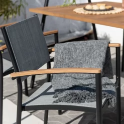 Stapelsessel 'Vera', Mattschwarz/birkengrau, Ca. 83 X 55 X 55 Cm -Gartengeschäft 3910302710 Alu Stapelsessel Vera matt schwarz Textilen birkengrau 21 5 119306