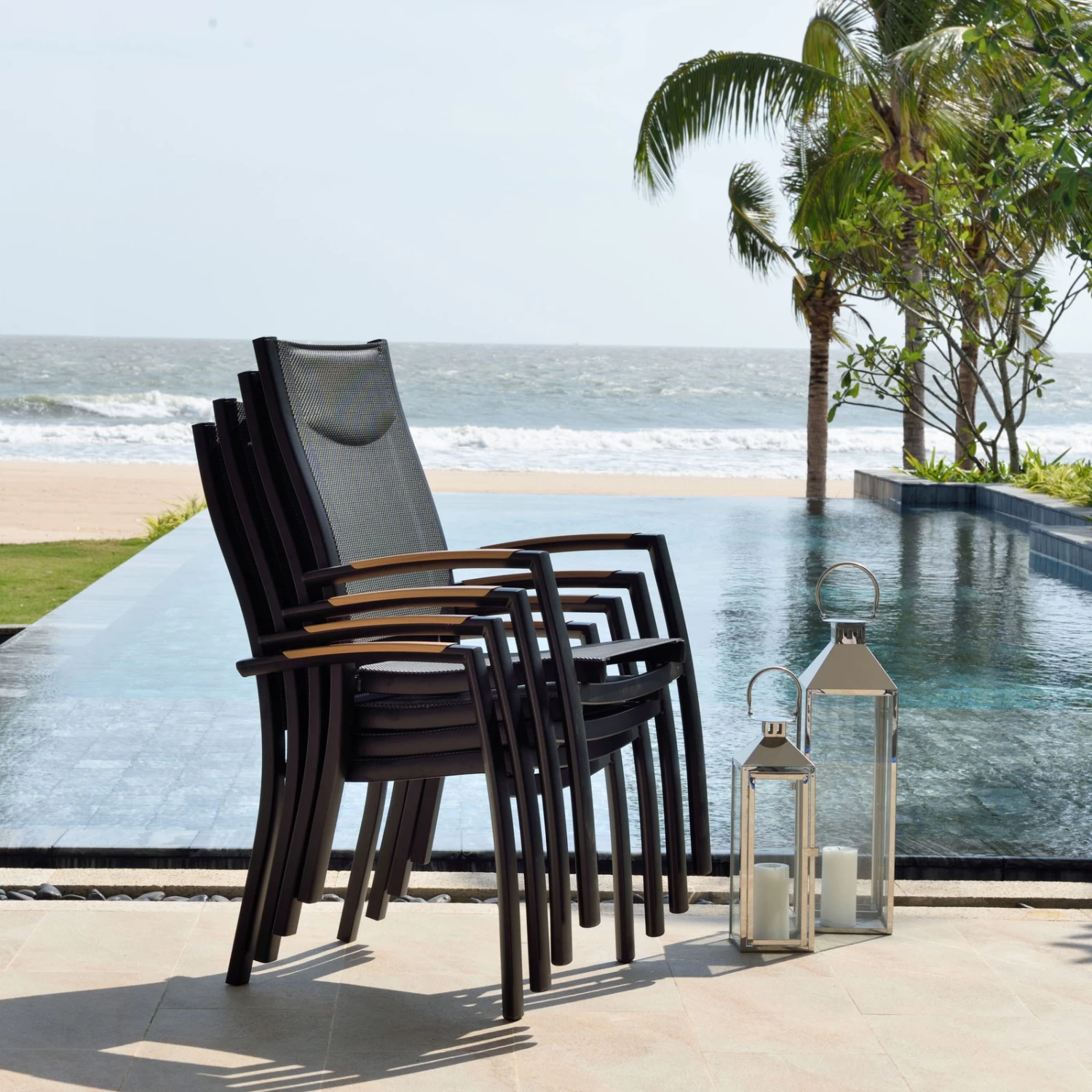 Stapelsessel 'Panama', Schwarz/grau, Ca. 100 X 65 X 62 Cm 2 Stapelsessel 'Panama', Schwarz/grau, Ca. 100 X 65 X 62 Cm – Bild 2