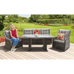 Kölle Geflechtbank 'Heidelberg' 2,5 Sitzer, Inkl. Auflage Stone Grey -Gartengeschäft 3910405797 3950100890 3950100887 3950100829 Heidelberg 64437