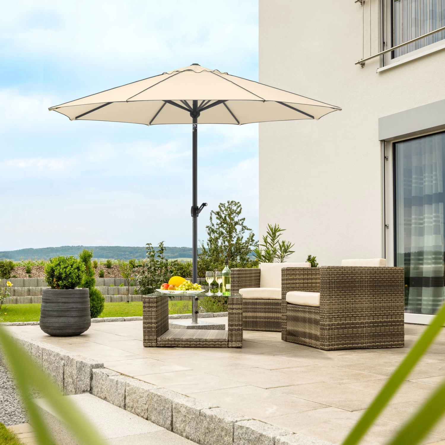 Sonnenschirm 'Adria', Ø 300 Cm, Natur 1 Sonnenschirm 'Adria', Ø 300 Cm, Natur