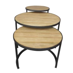 Beistelltisch 'Nestling', Schwarz, Natur 7 Beistelltisch 'Nestling', Schwarz, Natur -Gartengeschäft 3910801532 Beistelltisch Nestling 3er Set Stahlgestell Belattung FSC Akazie 4 102344