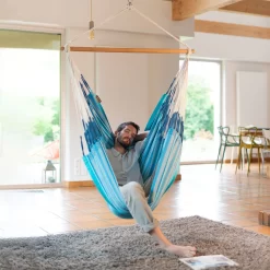 LA SIESTA Hängesessel 'Habana Azure', Blau -Gartengeschäft 3940200314 Comfort Haengesessel Habana Azure Bio Baumwolle 2 86065