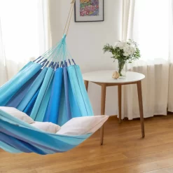 LA SIESTA Hängematte 'Modesta', Lagoon, Single - L 300 X B 140 Cm -Gartengeschäft 3940200328 Single Haengematte Modesta Lagoon Bio Baumwolle 5 106086